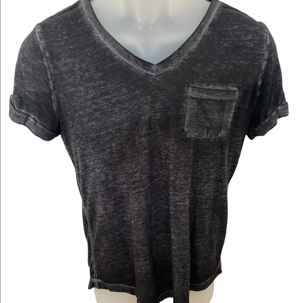 𝅺style & CO Dark Gray Sheer Pocket Tee Shirt Women PS